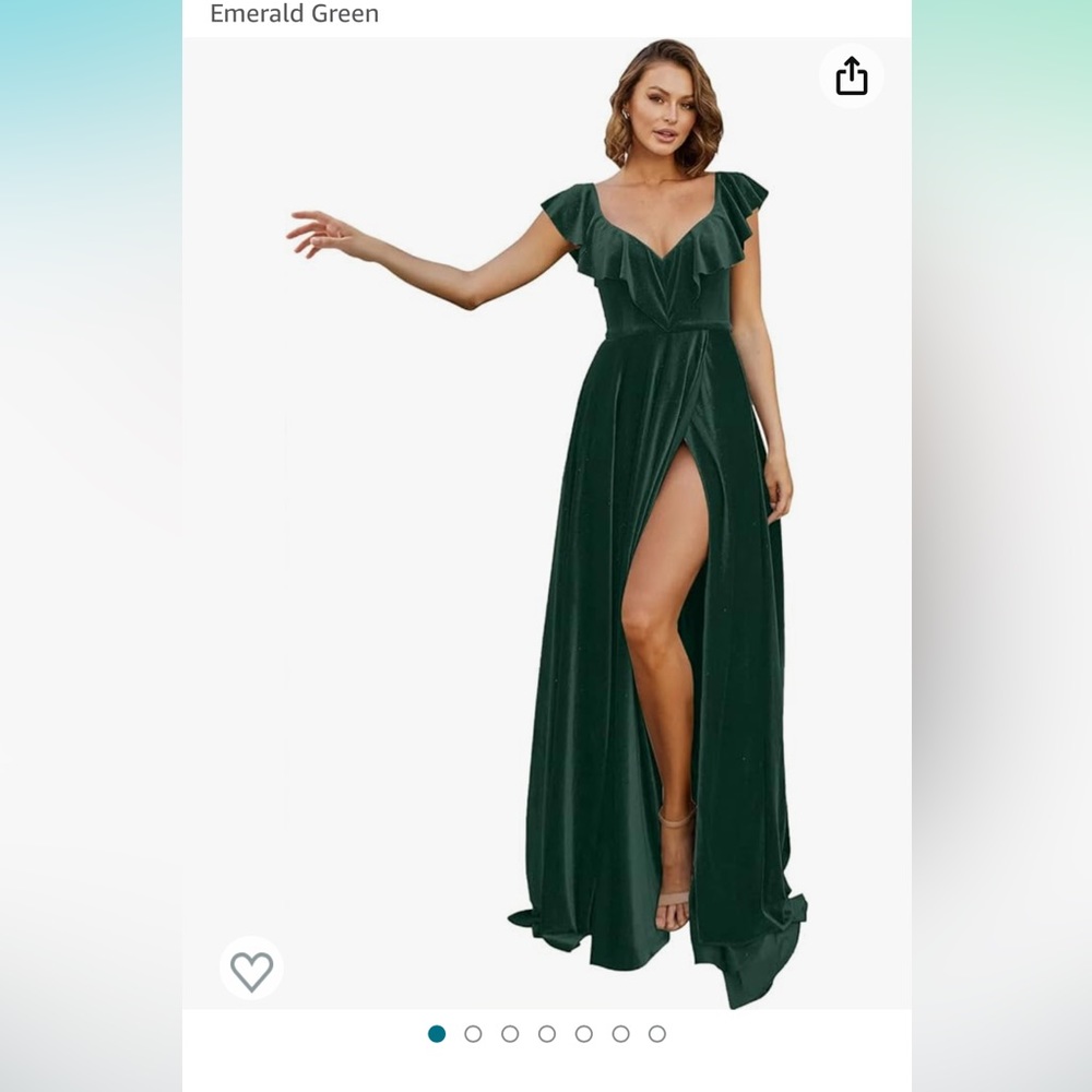 Long velvet emerald bridesmaid dress